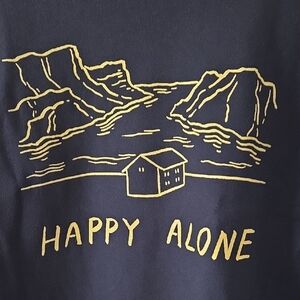 Navy Graphic Tee with Cream 'Happy Alone' Print